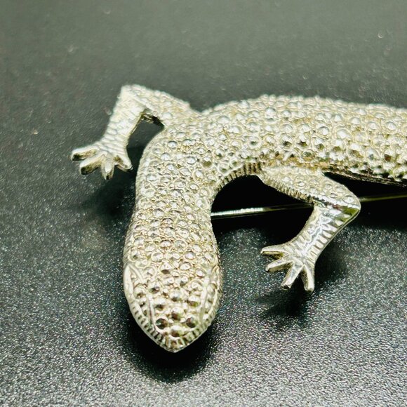 Vintage 80's Silver Lizard Brooch - Picture 2 of 3